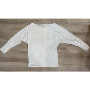 Poetsky Women's Size Large Off White Dolman Long Sleeve Shirt Boat Neck